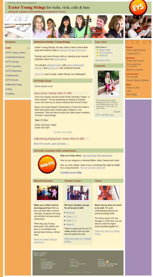 Exeter Young Strings website