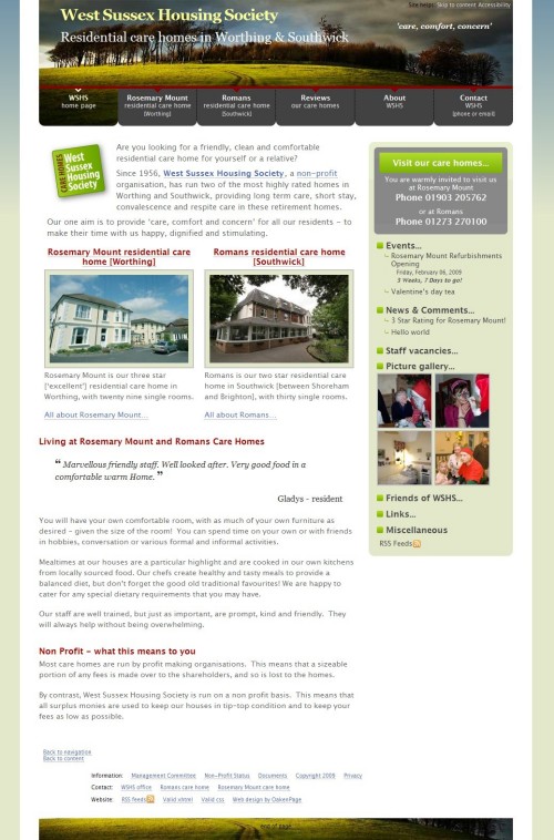 West Sussex Housing Society: Care Homes